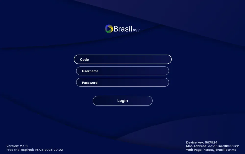 Tela do brasil iptv usado com a Warez TV